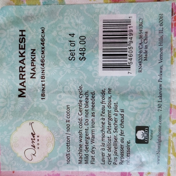 NWT Dena Home Marrakesh Reversible Cloth Napkin Set - Picture 4 of 6